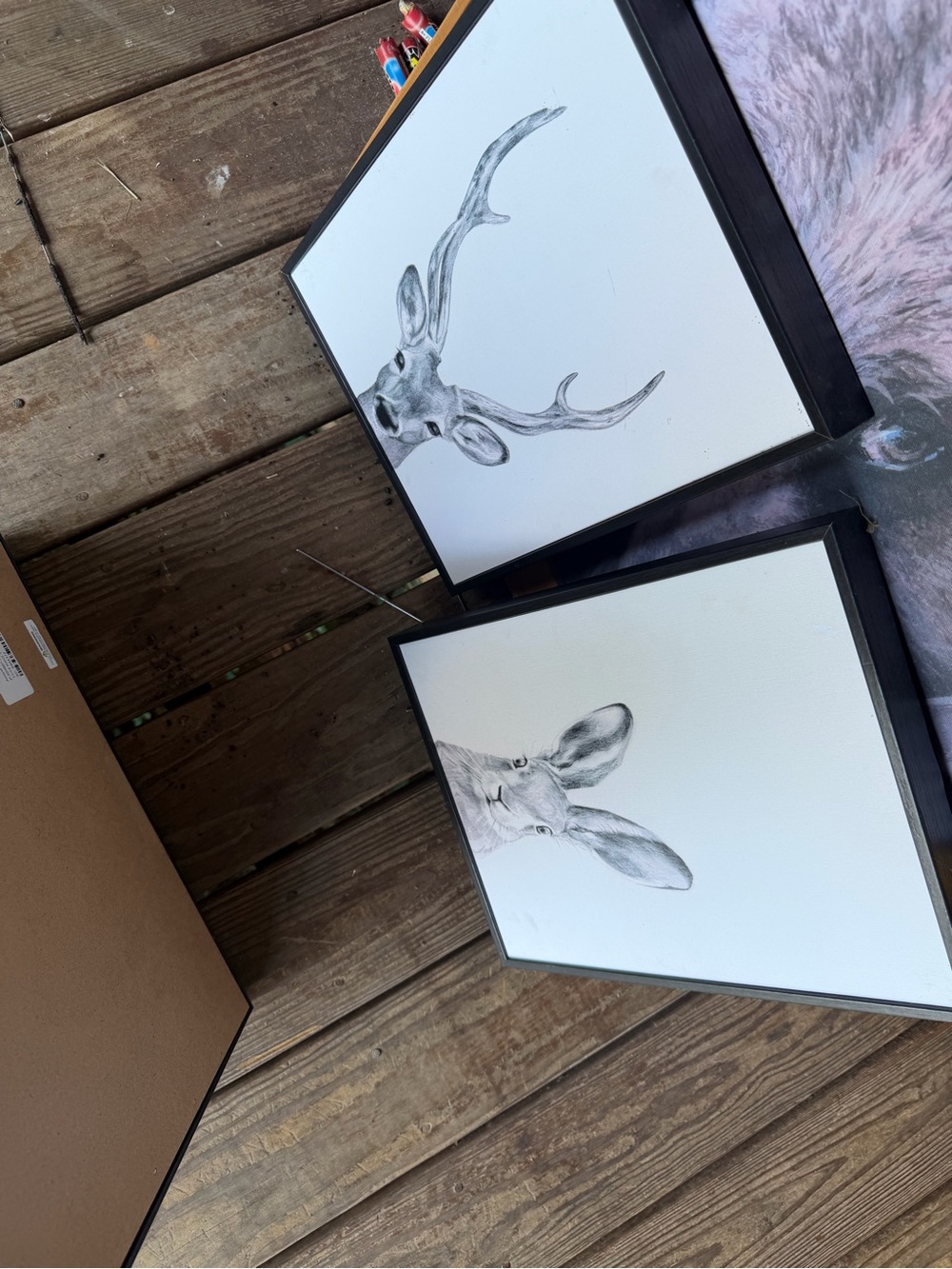 Minimalist Black and White Deer Wall Art Set by
